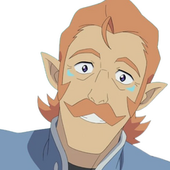 A picture of Coran, from Voltron: Legendary Defender. He is a middle-aged man with orange hair and mustache, with little blue markings under the corners of his eyes.